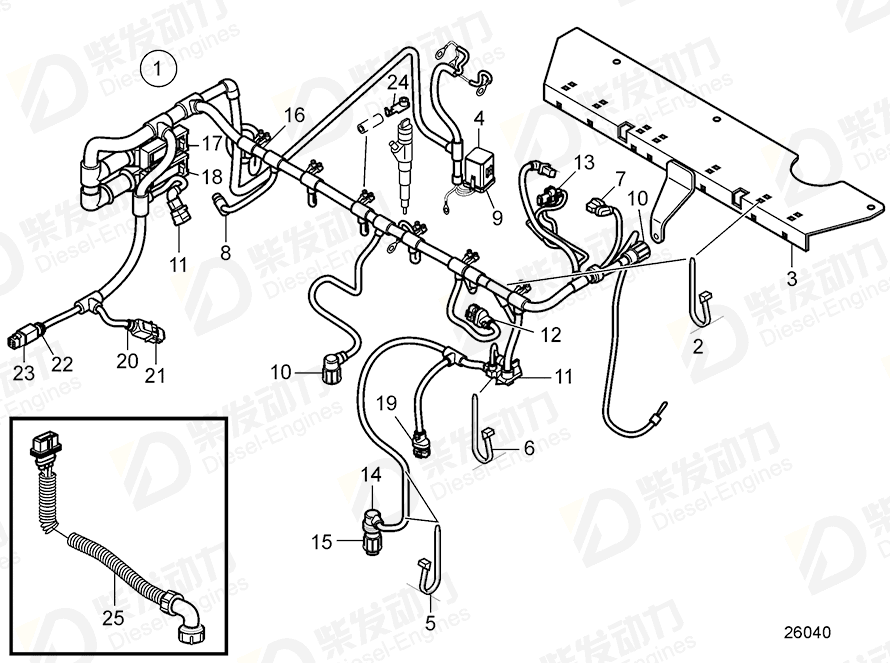 volvo penta Wiring harness 21888837 Drawing